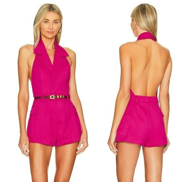 Lovers And Friends Vivian Romper - Bright Pink